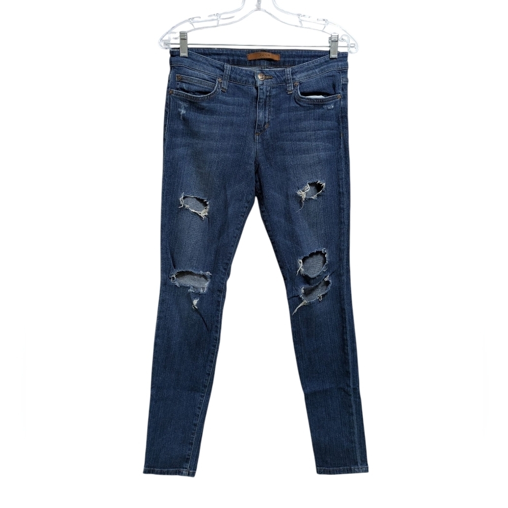 Joe's Jeans Skinny Jeans The Icon Midrise Medium Wash Blue Distressed Size 28